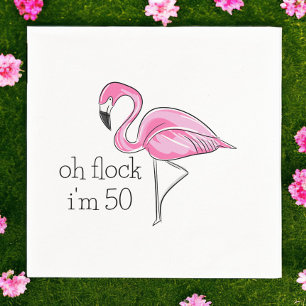 Oh Flock I'm 50 Pink Flamingo Birthday Napkins