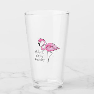 Oh Flock It’s My Birthday Pink Flamingo Glass