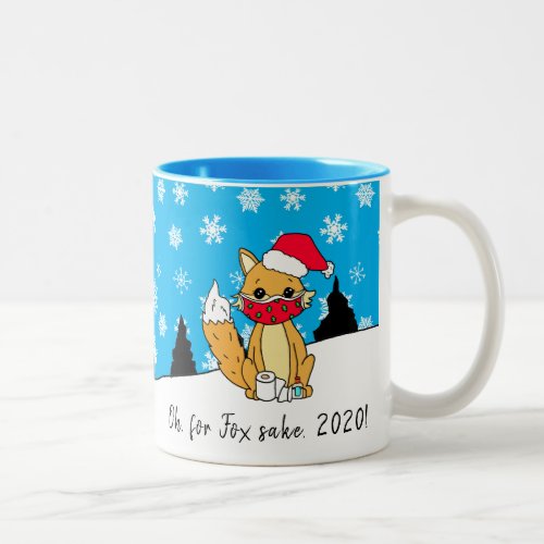 Oh for Fox Sake 2020 Funny Christmas Two_Tone Coffee Mug