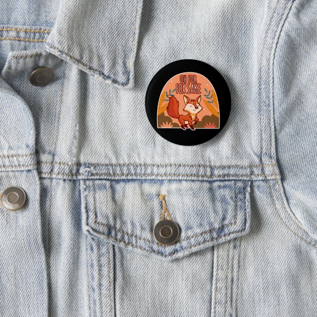 Oh For Fox Sake Cute and Funny Fox Round Pillow Button (In Situ)