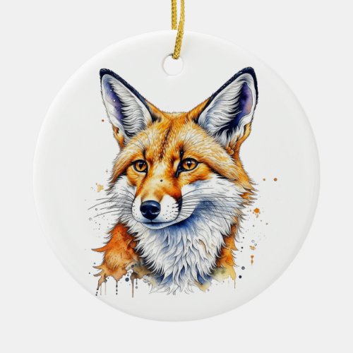 Oh For Fox Sake Funny Watercolor Fox Quote Ceramic Ornament