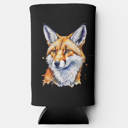 Oh For Fox Sake Funny Watercolor Fox Quote Seltzer Can Cooler