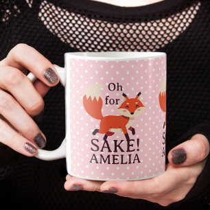 Oh For Fox Sake Pink Polka Dot Coffee Mug