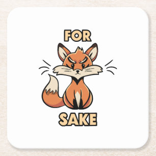 oh for fox sake square paper coaster