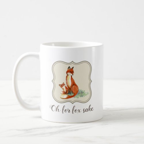 Oh for fox sake vintage fox pup kawaii cute rustic coffee mug