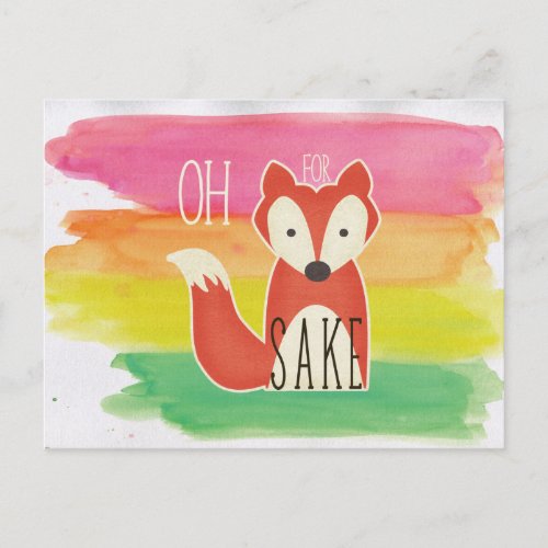 Oh For Fox Sake Watercolor Stripes Postcard