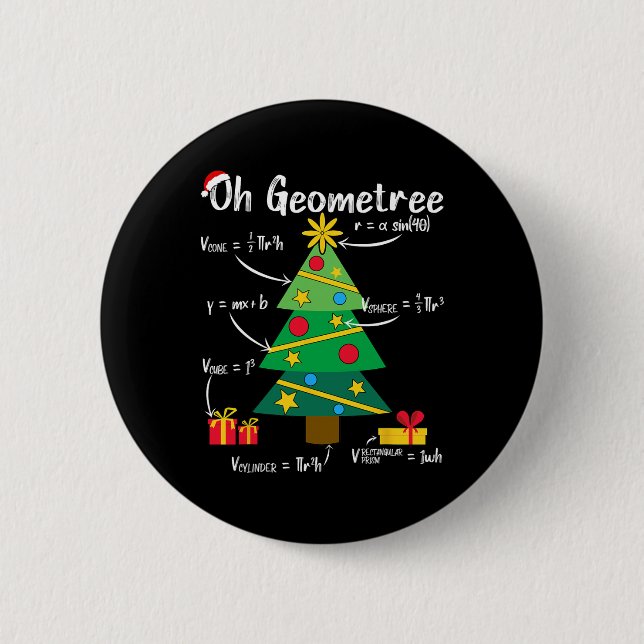 Oh geometree fun christmas tree geometry math teac button (Front)