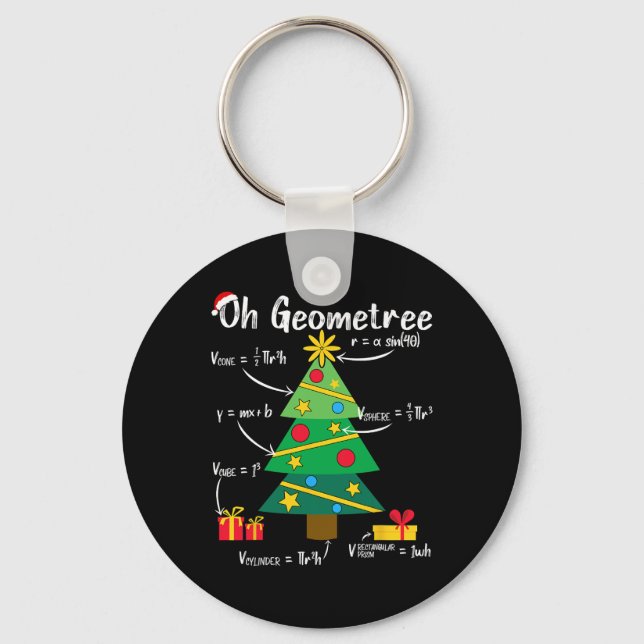 Oh geometree fun christmas tree geometry math teac keychain (Front)