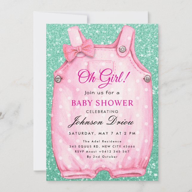 Oh Girl Baby Shower – Children’s Clothing Theme Invitation (Front)