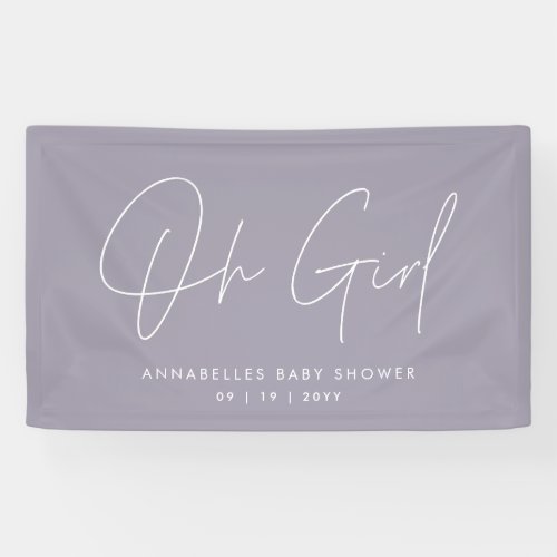 Oh Girl Baby shower script modern lilac elegant Banner