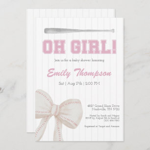 Oh Girl Baseball Baby Shower Invitation