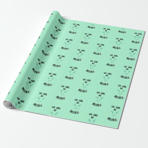 Oh Girl Be Mine Bestie Bunny Couple Love Valentine Wrapping Paper