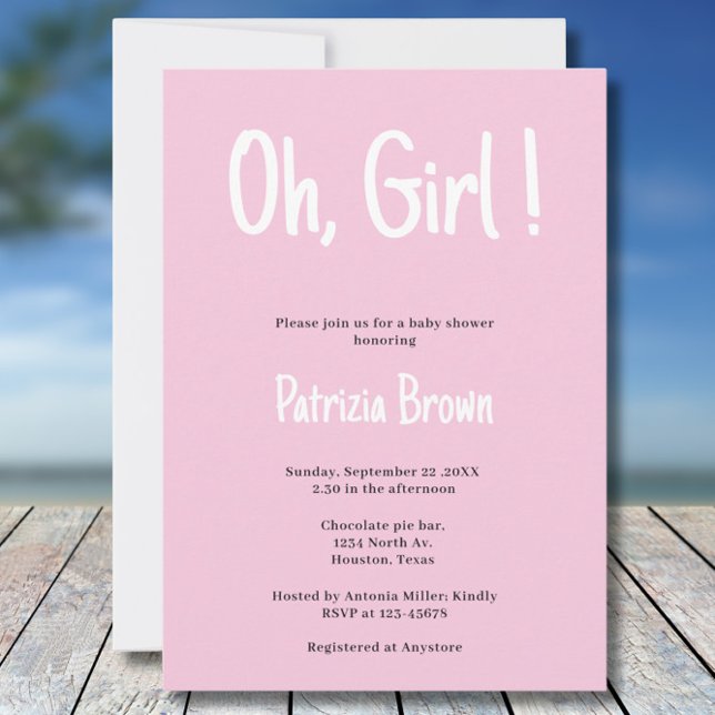 Oh Girl Blue Baby Shower  Invitation (Creator Uploaded)