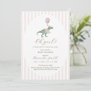 Oh Girl Dinosaur Baby Shower Invitation