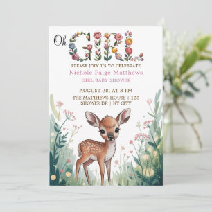 Oh Girl: Little Deer Fawn Baby Shower Invitation