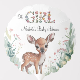 Oh Girl: Little Deer Fawn Girl Baby Shower Balloon