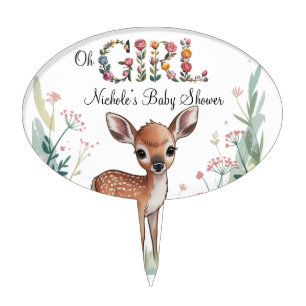Oh Girl: Little Deer Fawn Girl Baby Shower Cake Topper