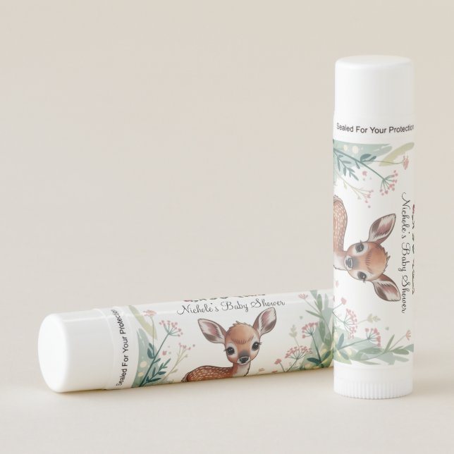 Oh Girl: Little Deer Fawn Girl Baby Shower Lip Balm (Front)