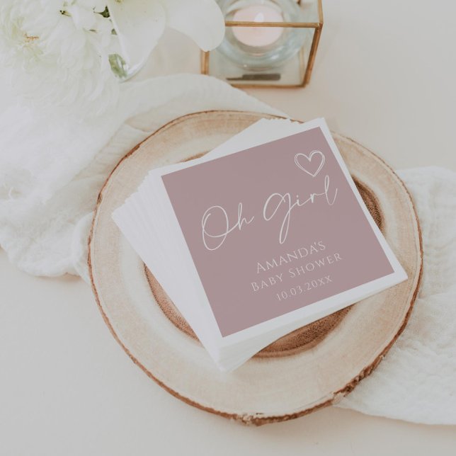 Oh Girl Minimalist Modern Baby Shower Napkins (Creator Uploaded)