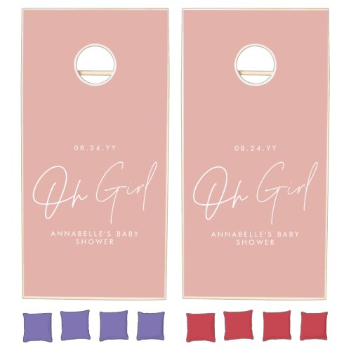 oh girl pink baby shower  cornhole set