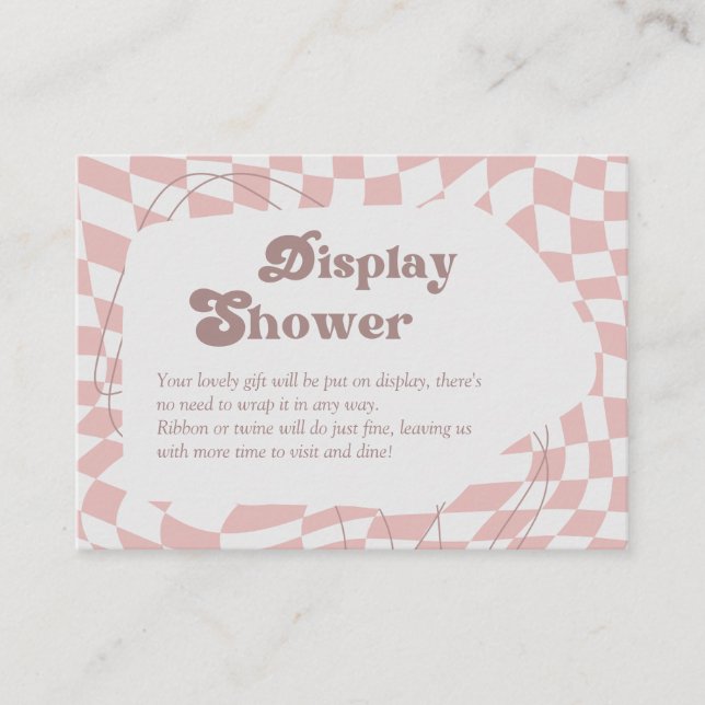 Oh Girl! Pink Checkered | Gingham Display Shower Enclosure Card (Front)