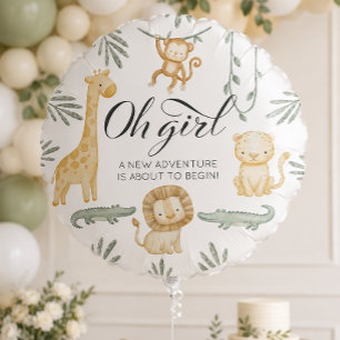 Oh Girl Safari Animals Baby Shower Jungle Greenery Balloon