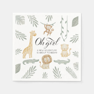Oh Girl Safari Animals Baby Shower Jungle Greenery Napkins