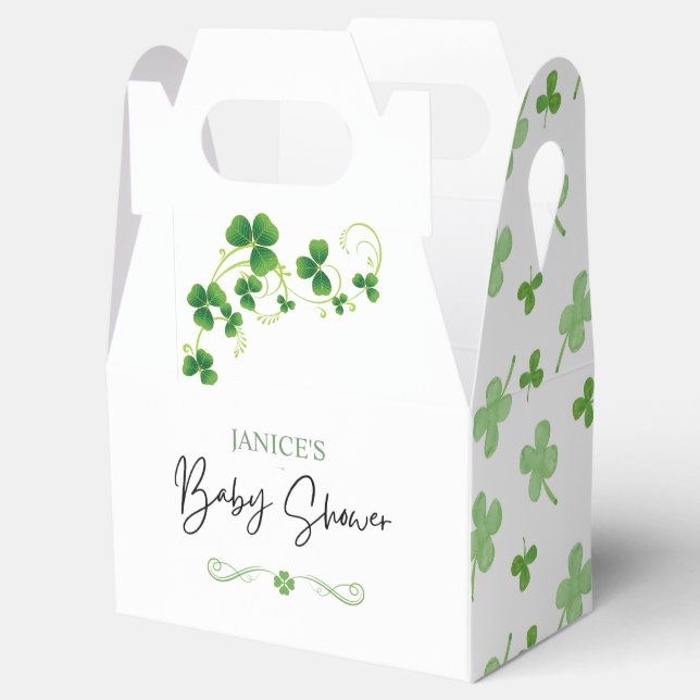 Oh Girl St. Patrick's Day Baby Shower Green  Favor Boxes (Opened)