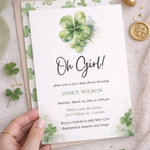 Oh Girl St. Patrick's Day Baby Shower Green 