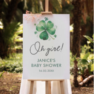 Oh Girl St. Patricks Day Baby Shower Welcome Sign