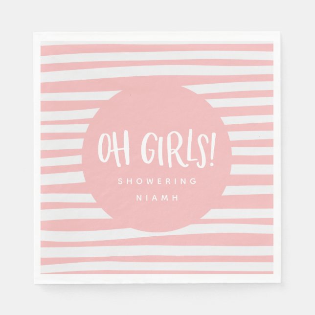 Oh girls, twin baby shower party napkins (Front)