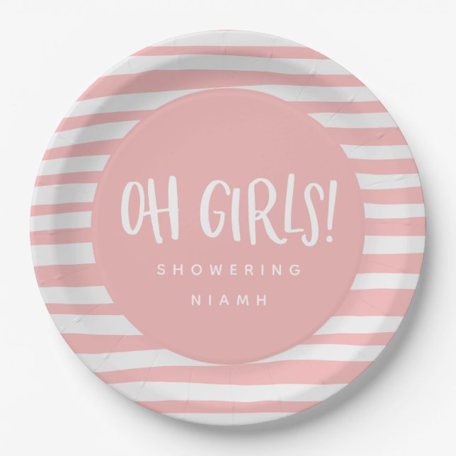 Oh girls, twin baby shower party napkins paper plates (Front)