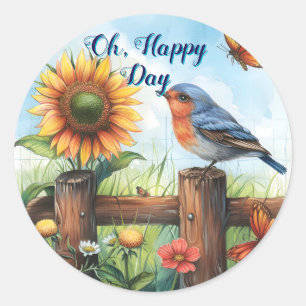 Oh Happy Day Bluebird and Sunflower Sticker