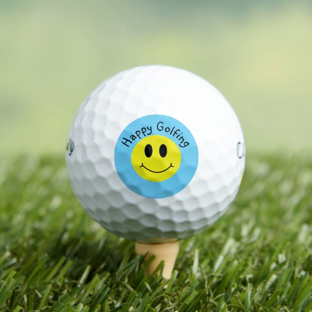 Oh Happy Day Custom Text Grinning Face Classic   Golf Balls (Insitu Tee)