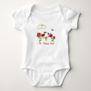 Oh Happy Day! Flower Garden With Bees Baby Bodysuit