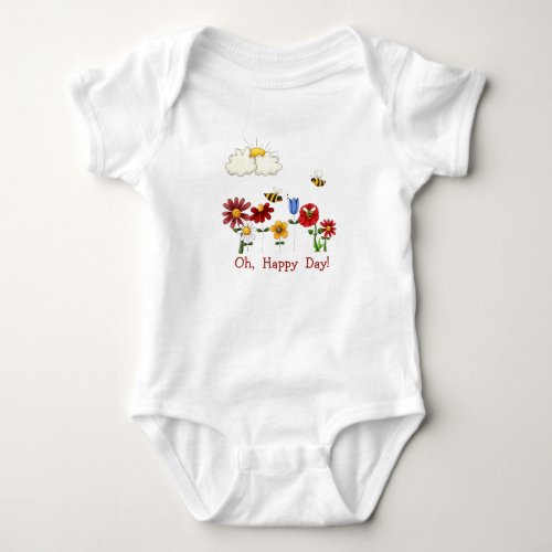Oh Happy Day  Flower Garden With Bees Baby Bodysuit