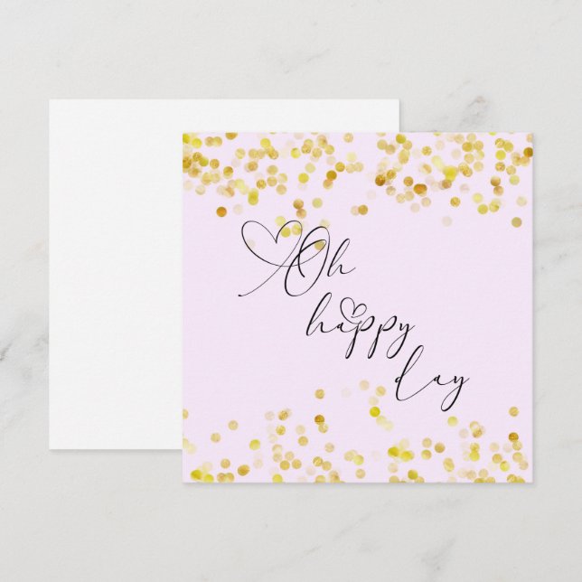 Oh Happy Day Gold Glitter Greeting Card (Front/Back)