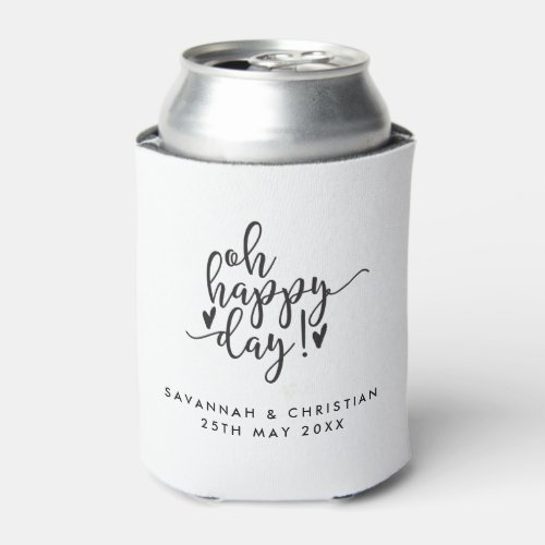 Oh Happy Day Script Personalized Wedding  Koozie