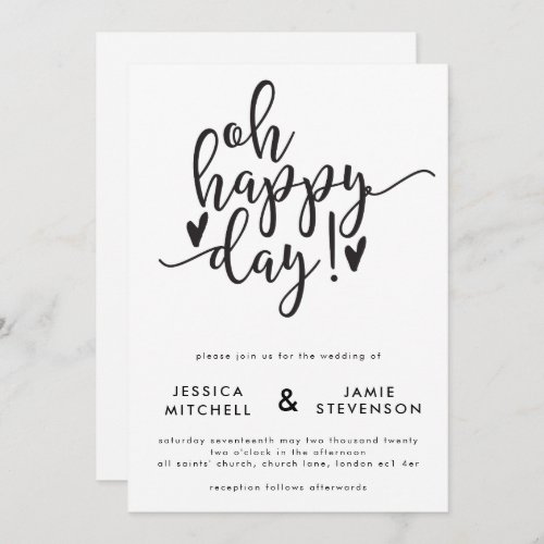 Oh Happy Day Typographic Wedding Invitation