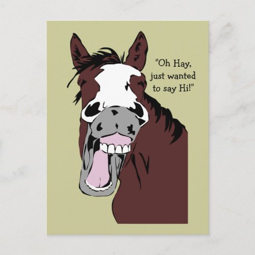 Oh hay just wanted to say Hi Horse Cartoon Postcard