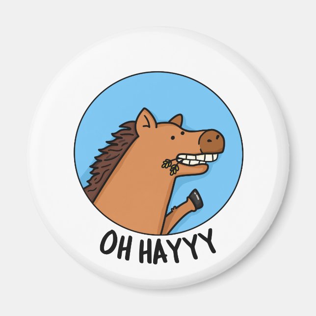 Oh Hayyyy Funny Horse Pun  Magnet (Front)