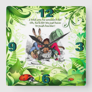 Oh, He'll Fit! 1 Square Wall Clock