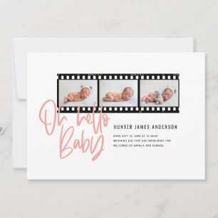 Oh Hello baby modern graphic multi photo film roll Announcement