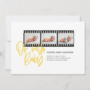 Oh Hello baby modern graphic multi photo film roll Announcement
