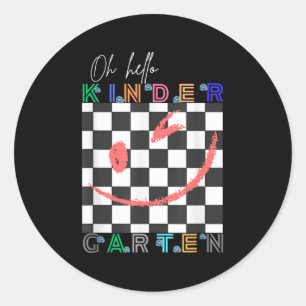 Oh Hello Kindergarten Cute Outfit For Kids First D Classic Round Sticker