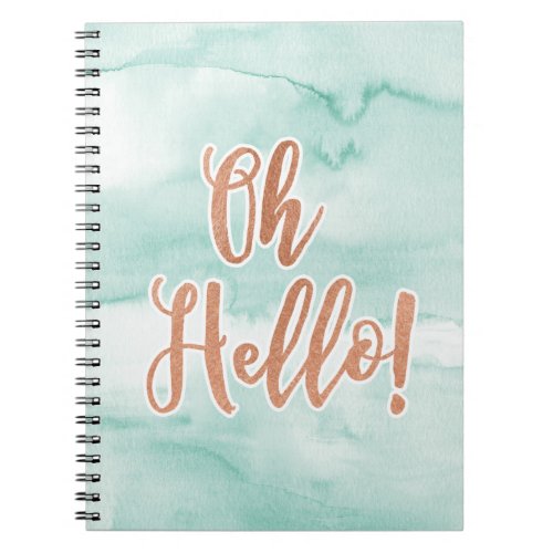 Oh Hello Quote Pastel Marble Painting Notebook