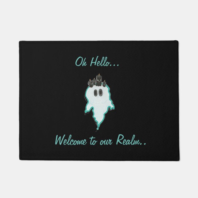 Oh Hello...The friendly candle ghost Doormat (Front)