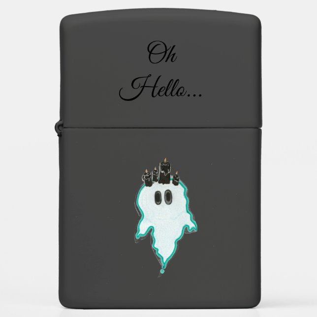 Oh Hello..The Friendly Candle Ghost zippo! Zippo Lighter (Front)