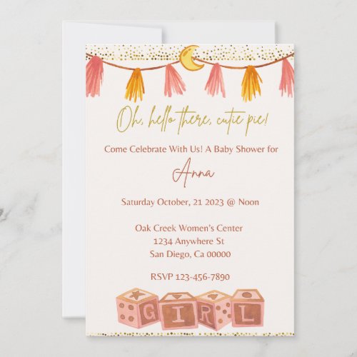 Oh Hello There Cutie Pie Digital Invitation 