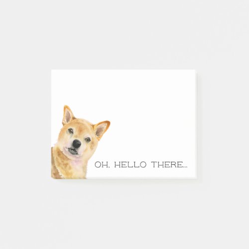Oh Hello There  Shiba Inu Watercolor Painting Post_it Notes